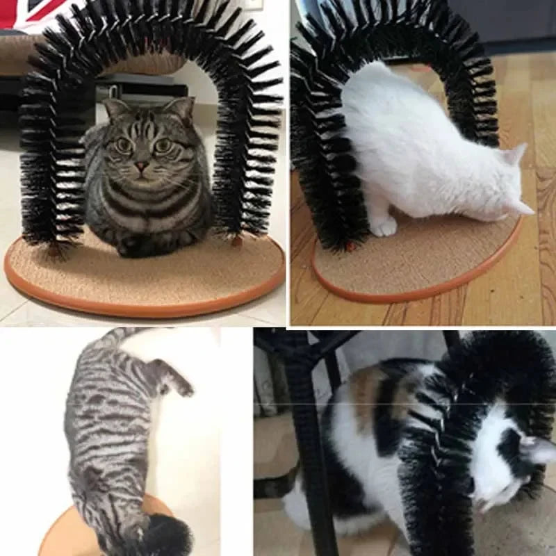 Cat Self-Grooming Arch Toy — Wooden Rubbing Brush for Cats
