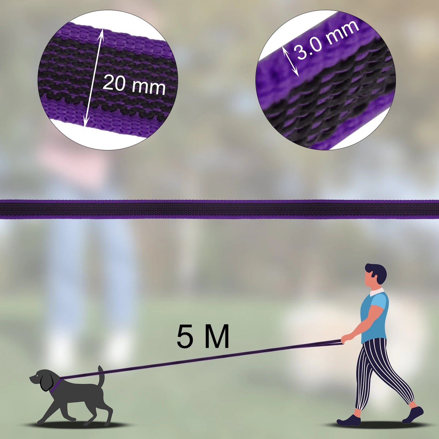Long Dog Leash — 1.5m, 2m, 3m, 5m, 10m & 15m Options for Small, Medium & Large Dogs