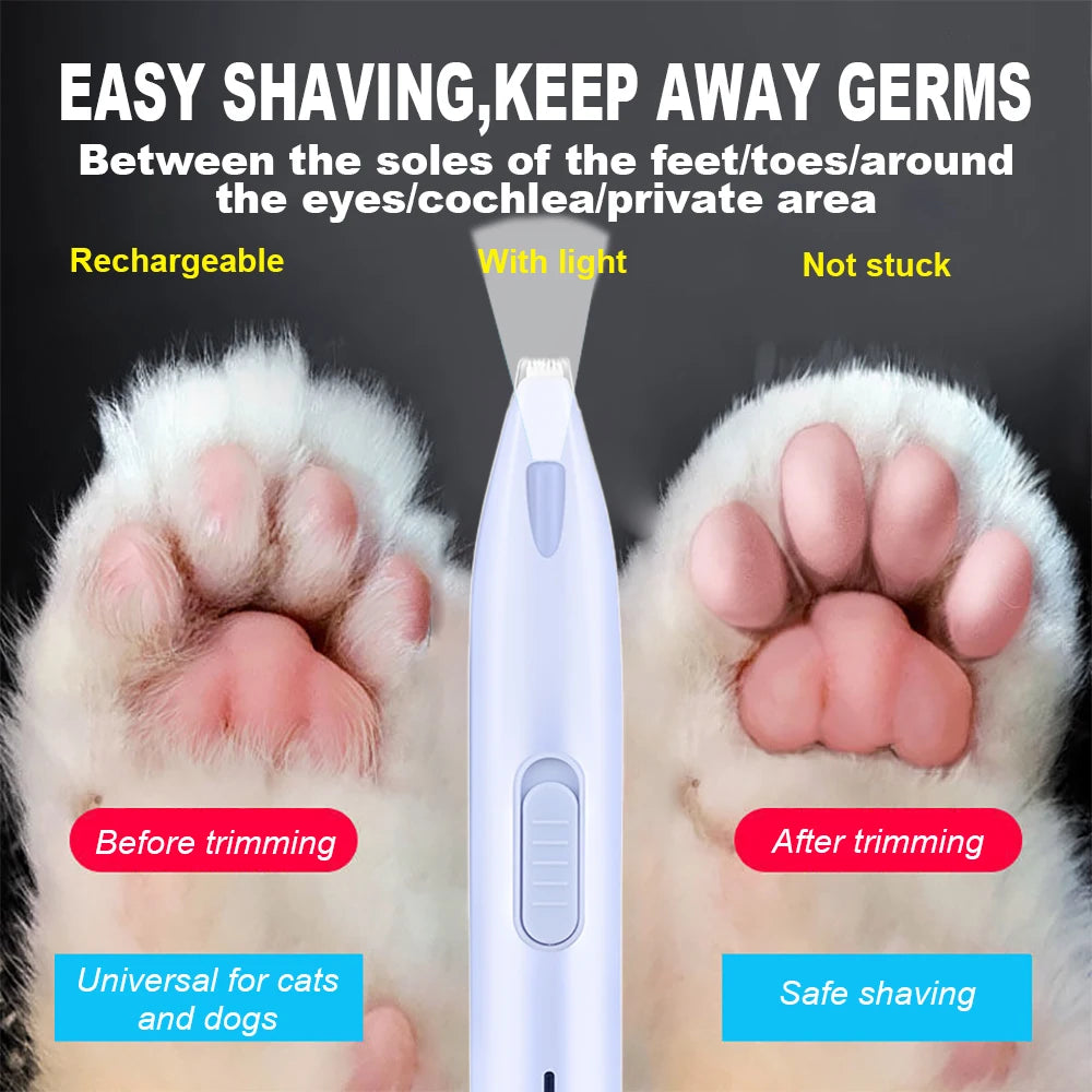 Pet Hair Trimmer with LED Light — Rechargeable Grooming Clipper for Dogs & Cats