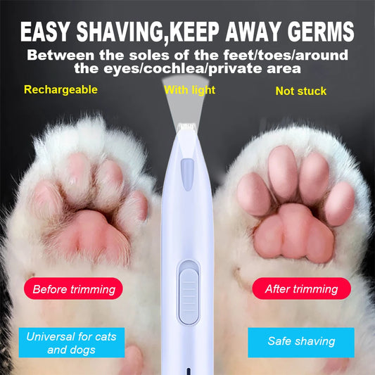 Pet Hair Trimmer with LED Light — Rechargeable Grooming Clipper for Dogs & Cats