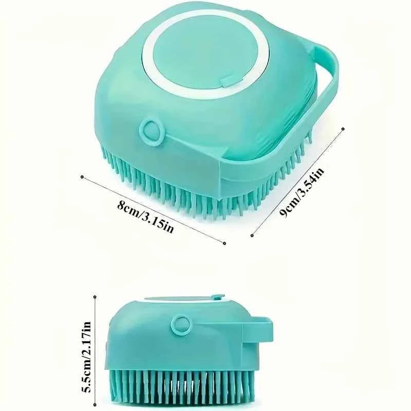 Pet Bath Massage Brush with Shampoo Dispenser - 2-in-1 Grooming Tool for Dogs & Cats