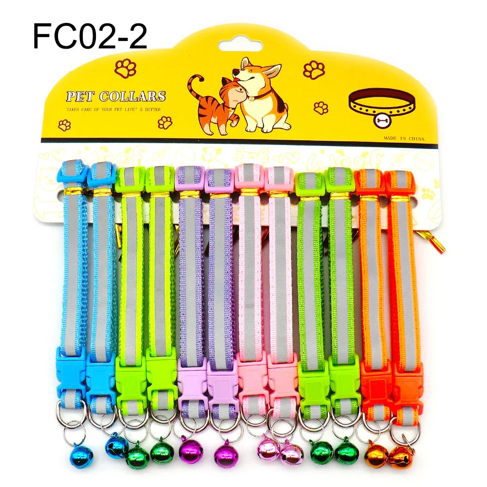 12-Pack Mix Color Dog & Cat Buckle Collars — Wholesale Anti-Lost Set