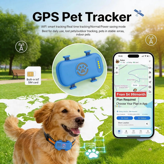 4G GPS Pet Tracker for Dogs & Cats — Real-Time Tracking, Built-In SIM, IP67 Waterproof