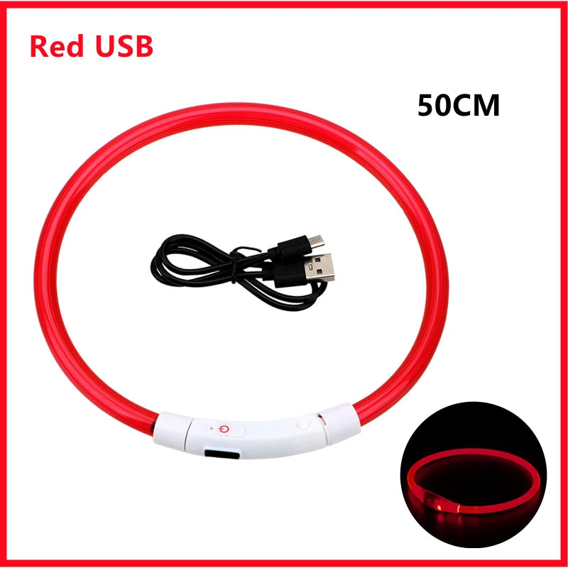 USB Rechargeable LED Dog & Cat Collar — Adjustable, Nylon, Night Safety | XS–XXL