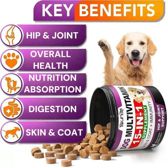 15-in-1 Multivitamin for Dogs — Supports Hair Loss, Digestion & Immune Health