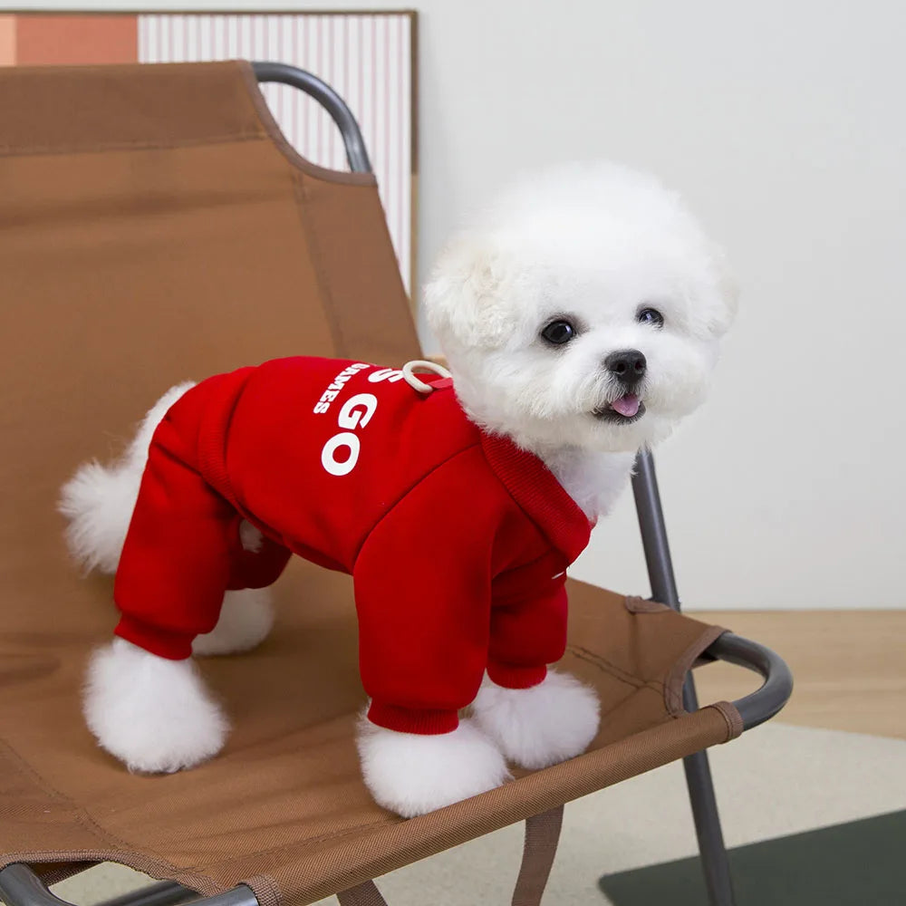 4-Leg Dog Hoodie Jumpsuit — Fleece Pullover Sweatshirt for Small Dogs & Puppies, Autumn/Winter