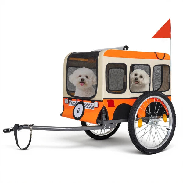 Folding Dog Bike Trailer — Lightweight Portable Pet Carrier with 20" Wheels & Steel Frame