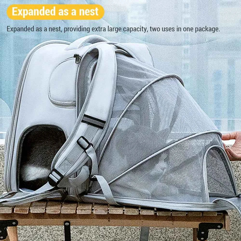 Cat Carrier Outdoor Portable Breathable Pet Bag Shoulder Backpack Handheld Pet Bag Expandable Pet Backpack Cat Backpack