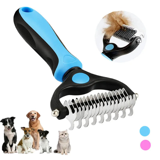 Self-Cleaning Pet Deshedding & De-Matting Comb — For Dogs & Cats