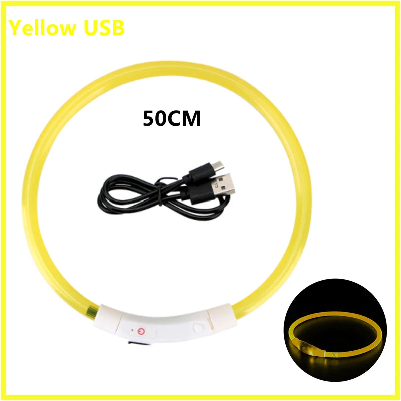 USB Rechargeable LED Dog & Cat Collar — Adjustable, Nylon, Night Safety | XS–XXL
