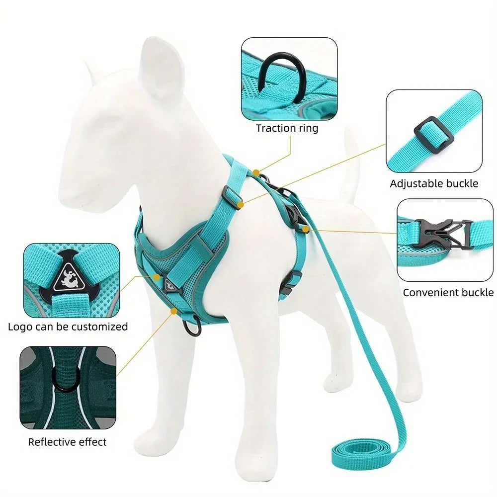 No-Pull Dog & Cat Harness & Leash Set — Adjustable, Reflective Vest