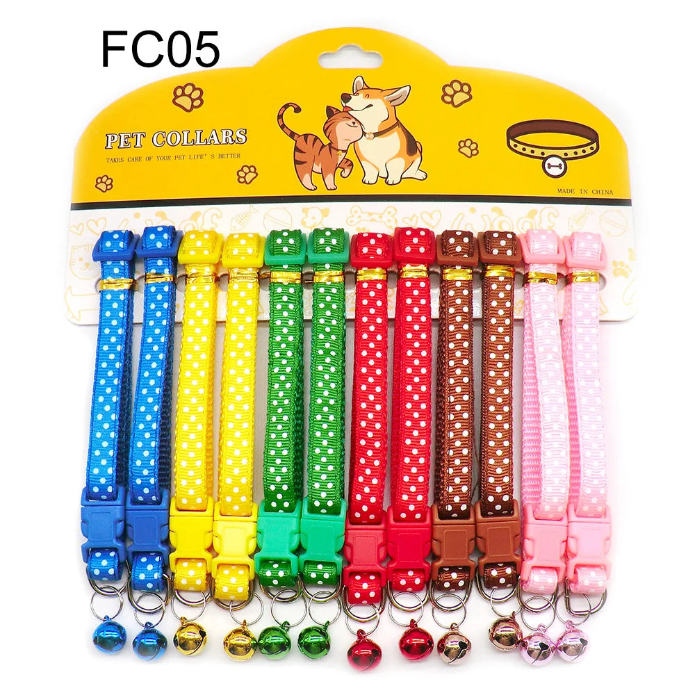 12-Pack Mix Color Dog & Cat Buckle Collars — Wholesale Anti-Lost Set