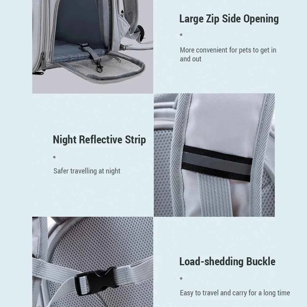 Cat Carrier Outdoor Portable Breathable Pet Bag Shoulder Backpack Handheld Pet Bag Expandable Pet Backpack Cat Backpack