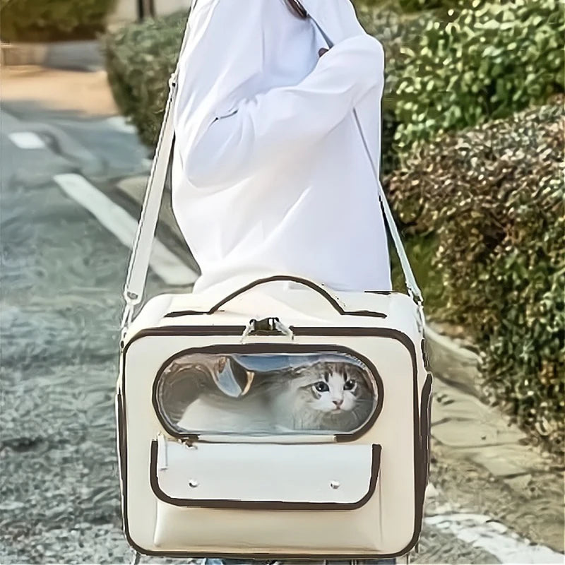 Large Canvas Cat Convertible Backpack & Crossbody, Holds Up to 33 lbs