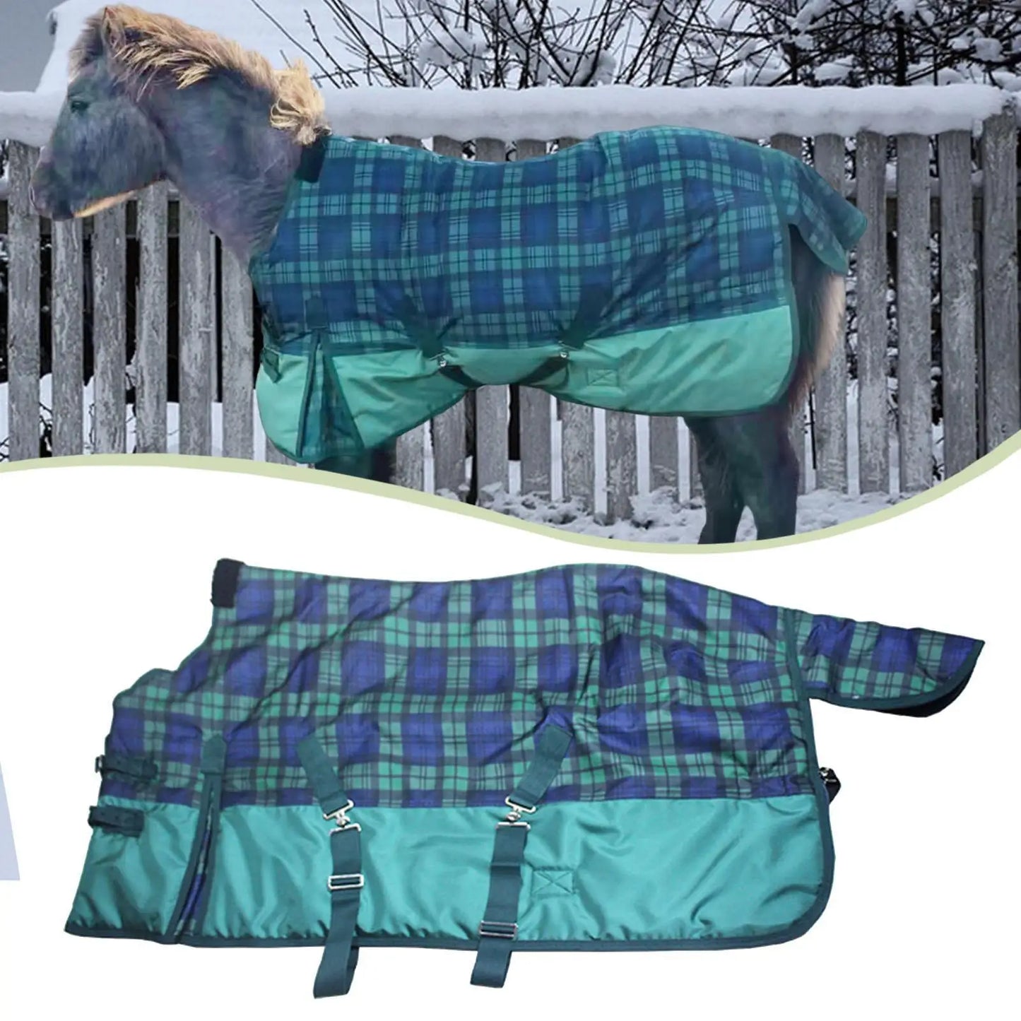 Windproof Horse Blanket — Waterproof, Insulated Winter Turnout Rug with Belly Cover
