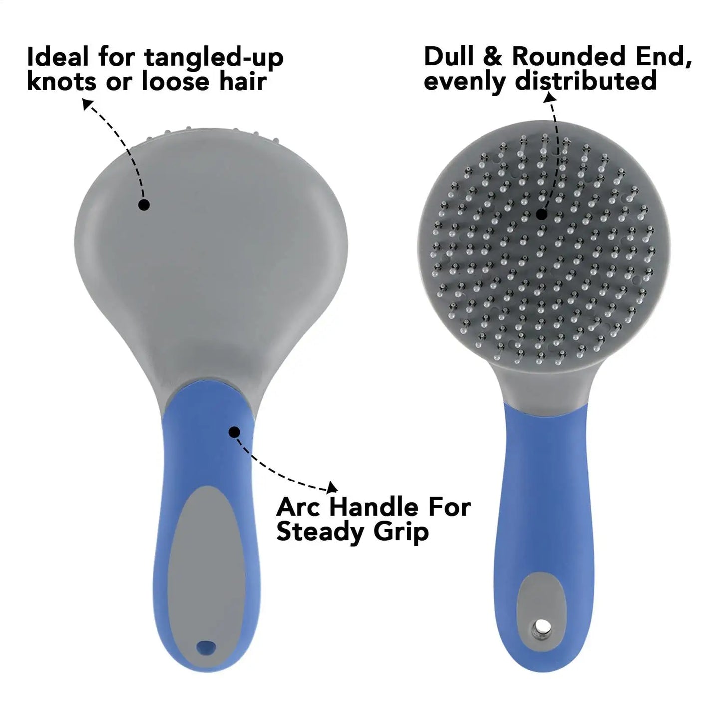 Horse Mane & Tail Brush — Soft Rubber Grip, Needle Bristles (Random Color)