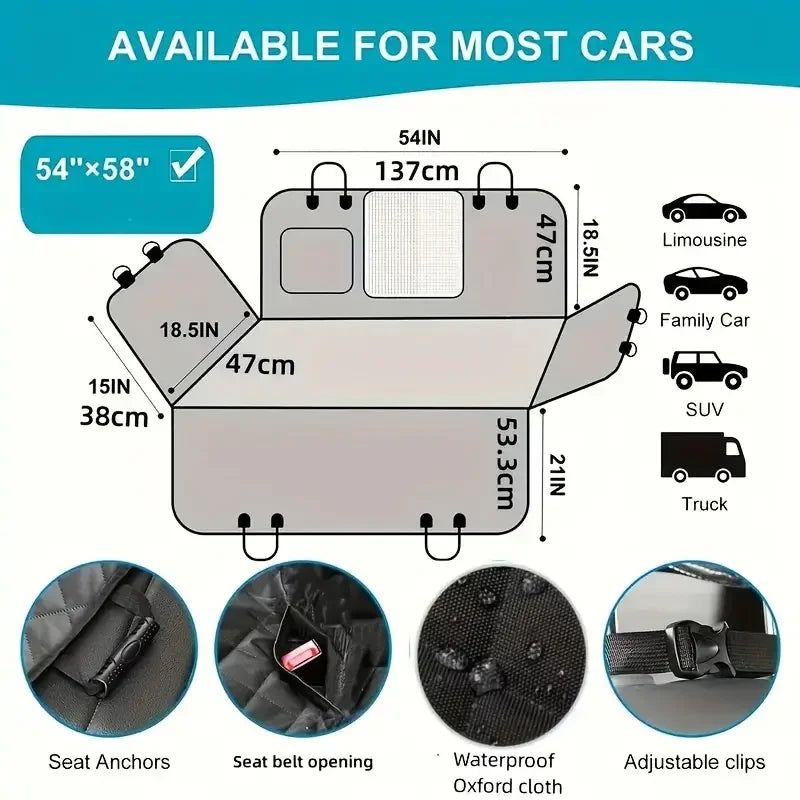 Waterproof Pet Car Seat Cover — Nonslip Hammock Protector for Dogs, Cats & Small Animals
