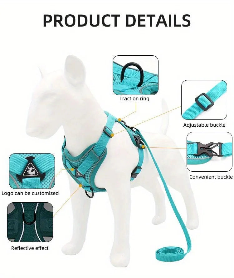 No-Pull Dog & Cat Harness & Leash Set — Adjustable, Reflective Vest