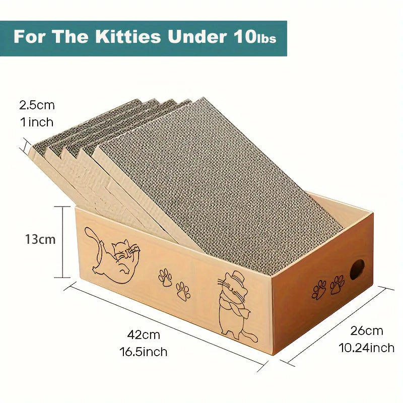 5-Pack Corrugated Cardboard Cat Scratch Boards — Double-Sided, Wear-Resistant Scratching Pads