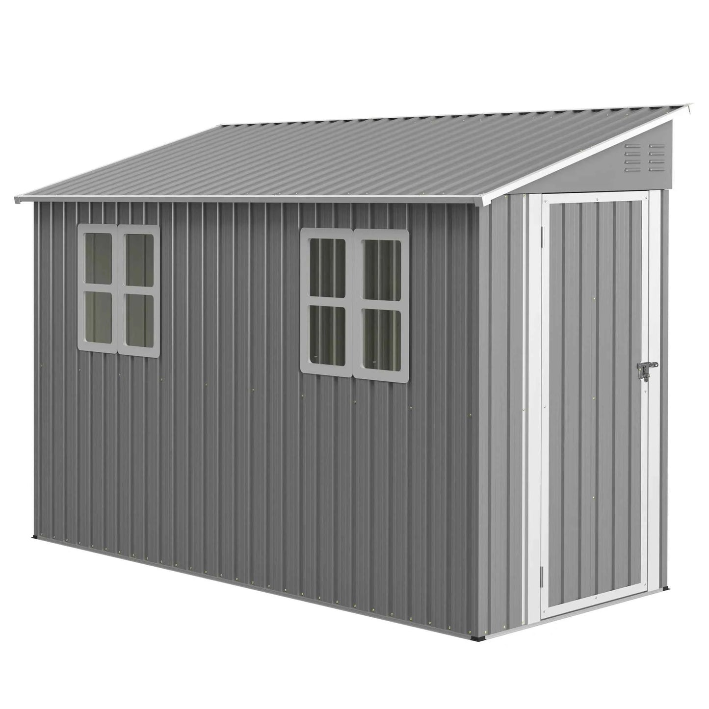 4x10 FT Galvanized Steel Outdoor Shed – Weatherproof Lockable Storage for Tools, Bikes & Pets w/Sloping Roof & Window