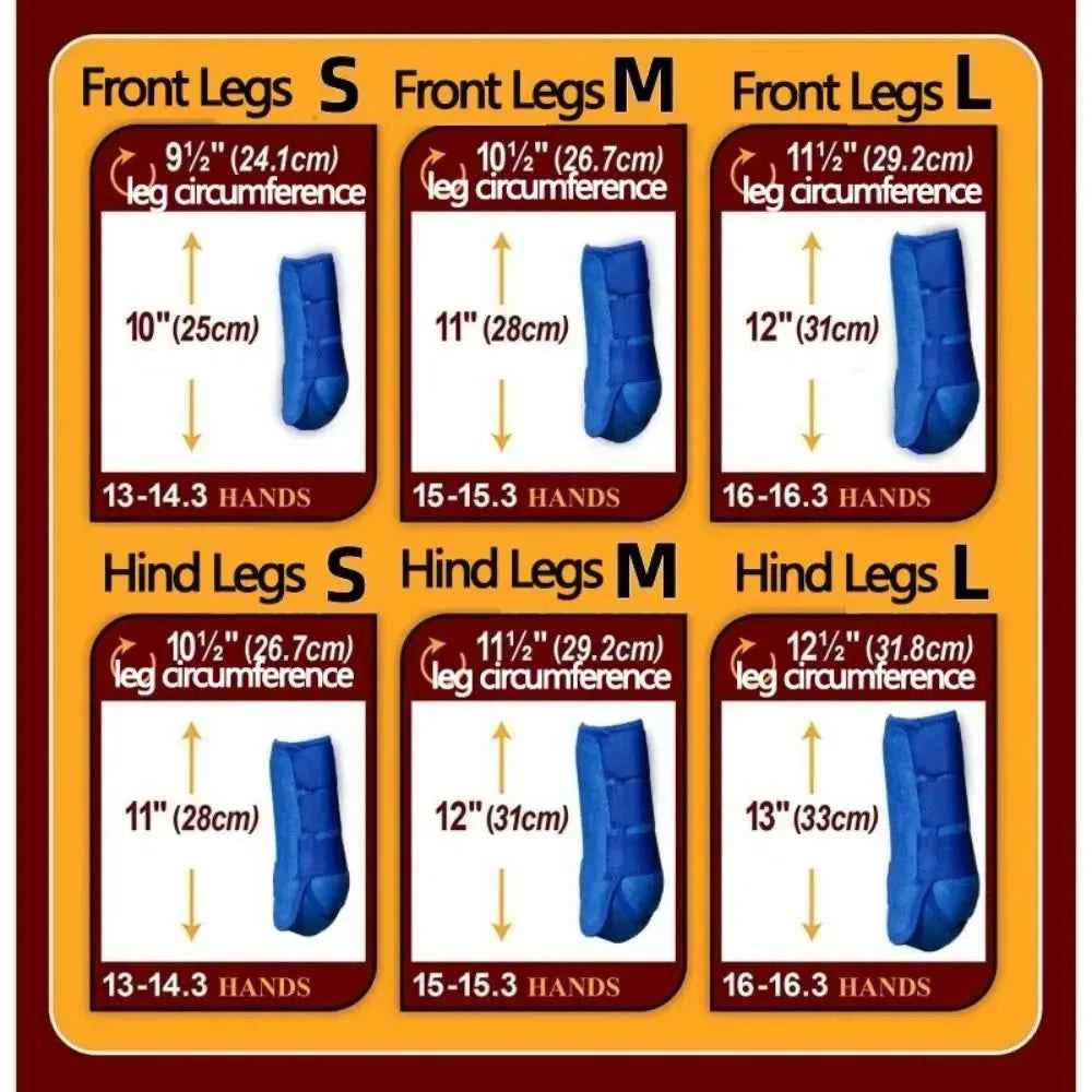 Horse Leg Wraps & Boots — Set of 4, Adjustable Neoprene Support