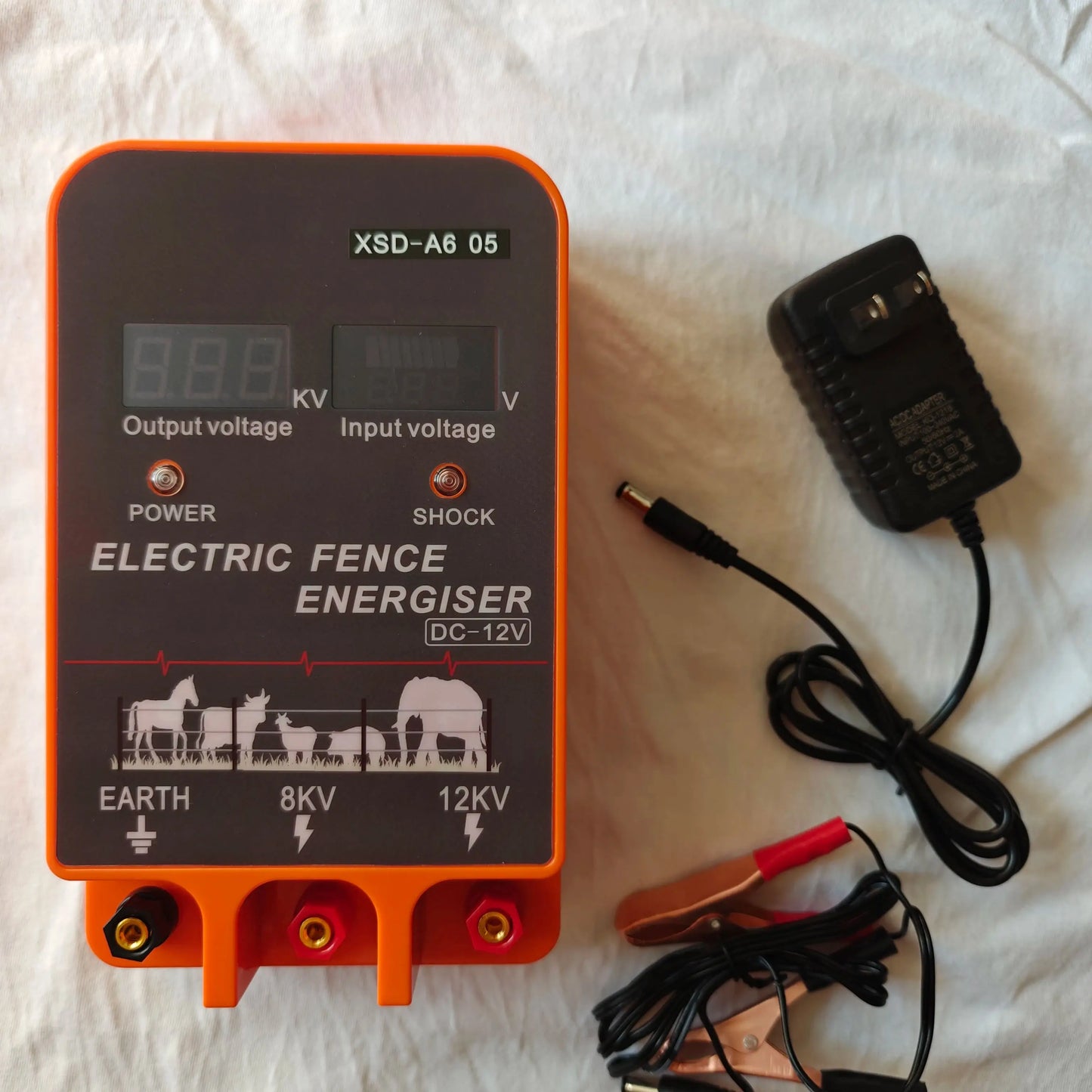 Electric Fence Energizer 2.5 Joule — 5-10KM Range, LCD Display, 12V for Livestock & Farm