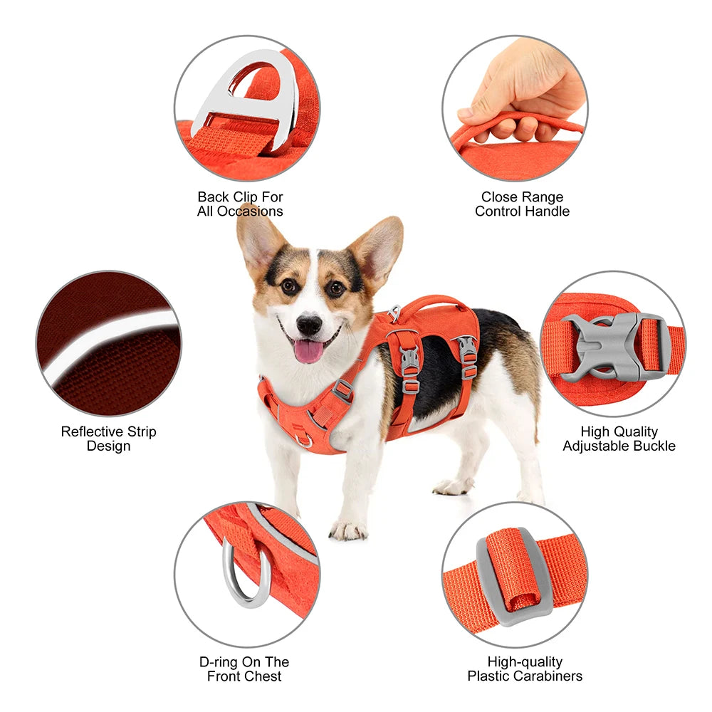 Escape-Proof Reflective Dog Harness with Handle — Adjustable Nylon for Small, Medium & Large Dogs