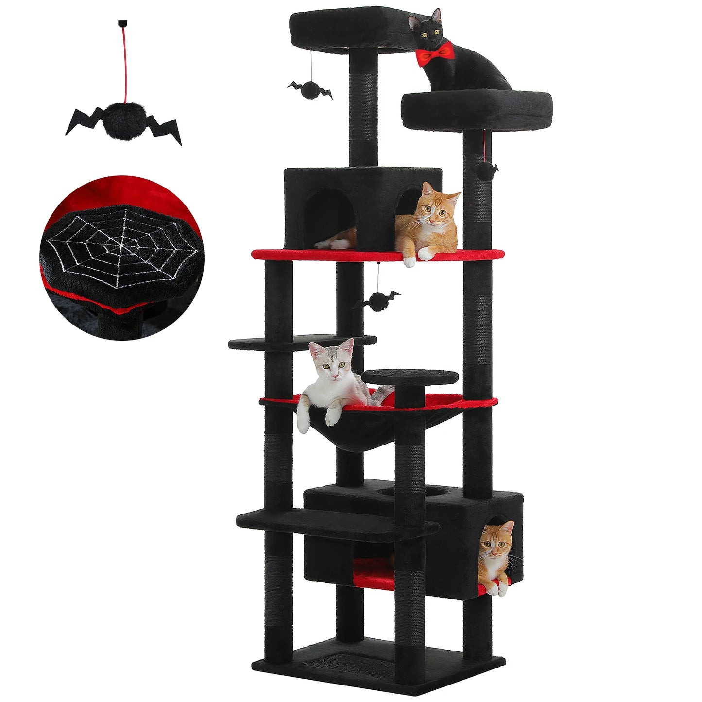 Large Cat Tree Tower — 72" 8-Level with Hammock, Condos & Sisal Posts