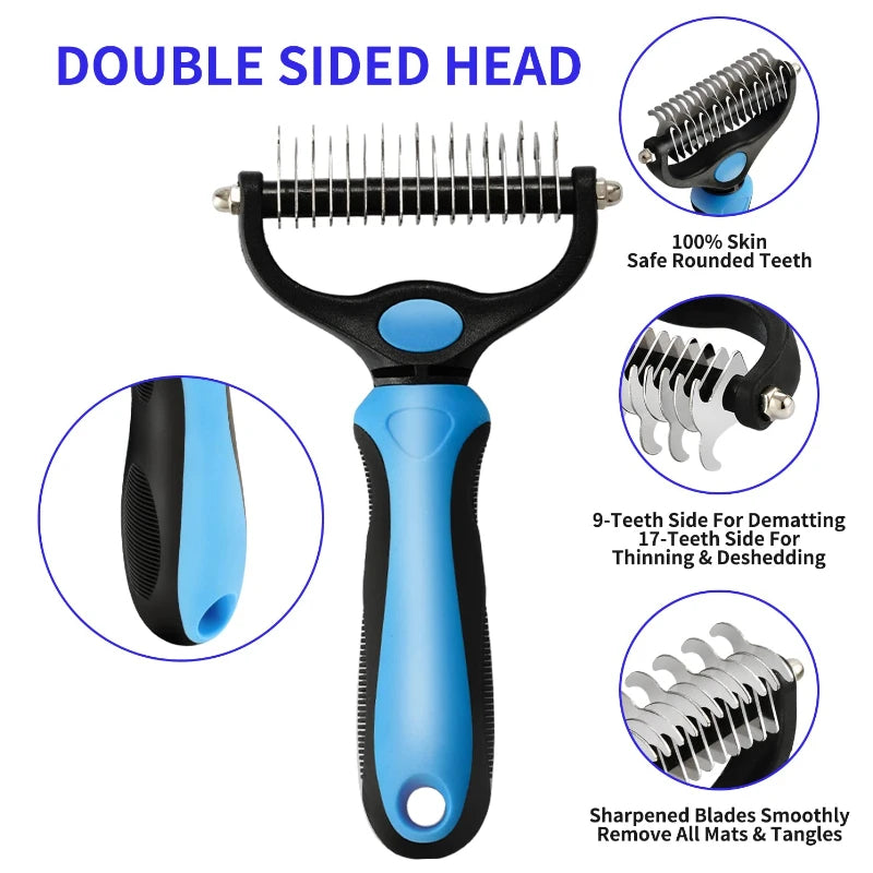 Self-Cleaning Pet Deshedding & De-Matting Comb — For Dogs & Cats