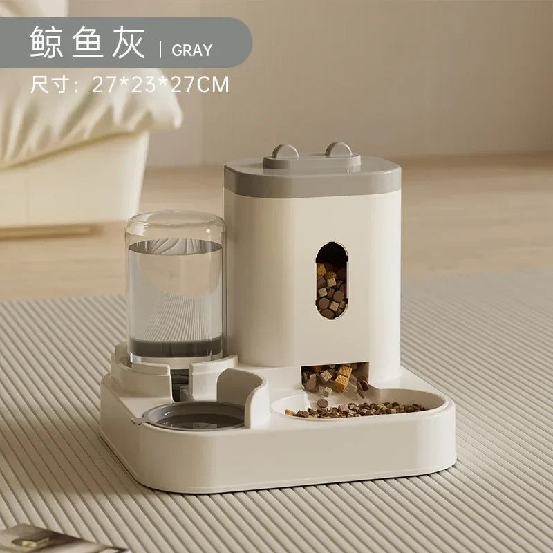 Gravity-Fed Automatic Pet Feeder & Water Fountain — Large Capacity, No Power Needed