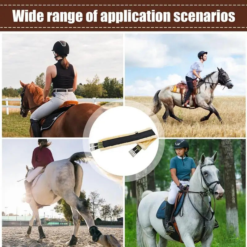 Horse Fleece Cinch — Elastic, Breathable English Saddle Girth with Stainless Steel Rings