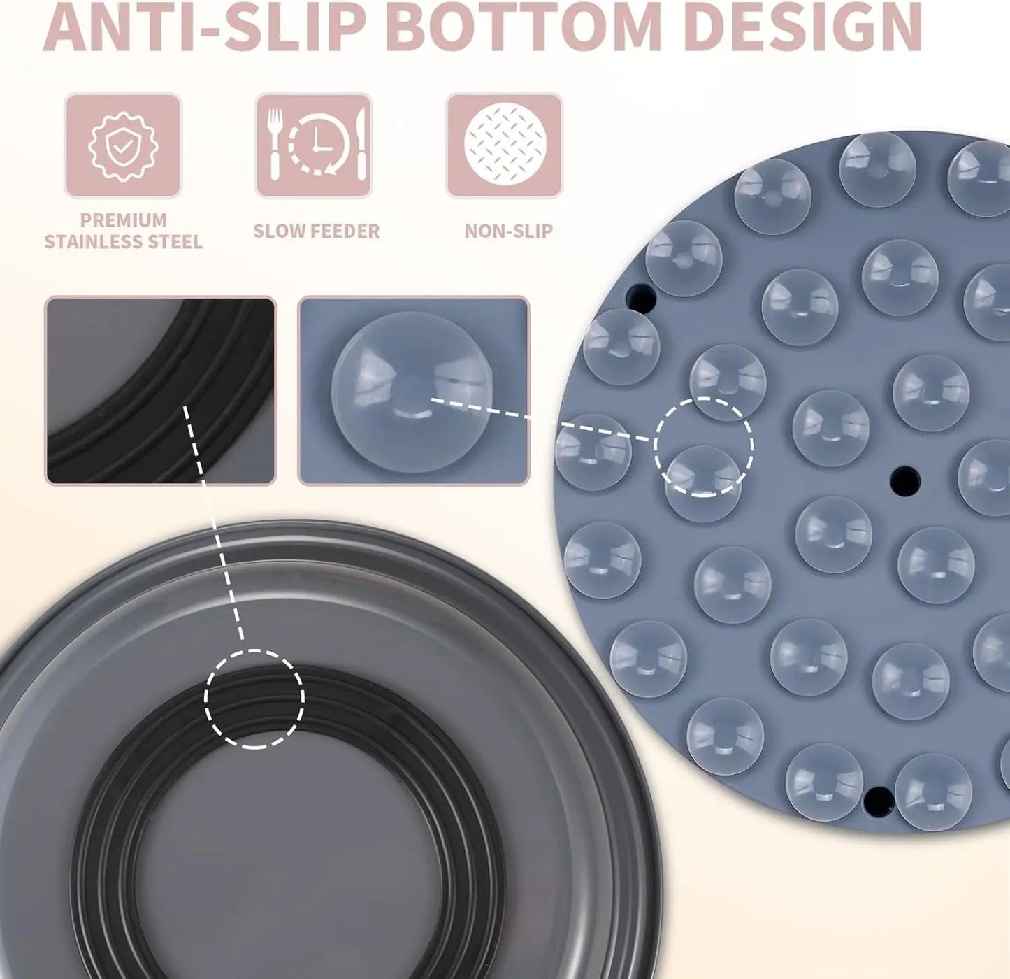 2-in-1 Stainless Steel Slow Feeder Dog Bowl — Silicone Insert, Anti-Slip Base, All Dog Sizes
