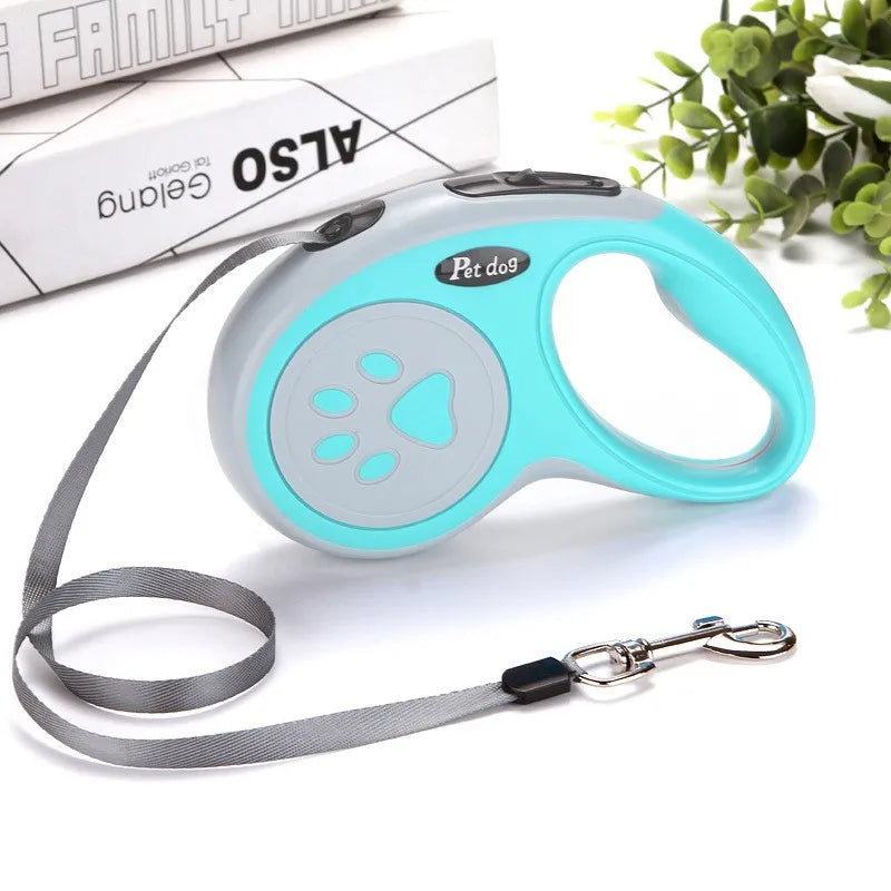 Retractable Dog Leash — Nylon Rope, 3m or 5m | Blue, Green, Black & Pink