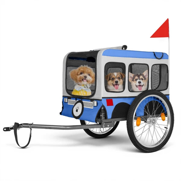 Folding Dog Bike Trailer — Lightweight Portable Pet Carrier with 20" Wheels & Steel Frame