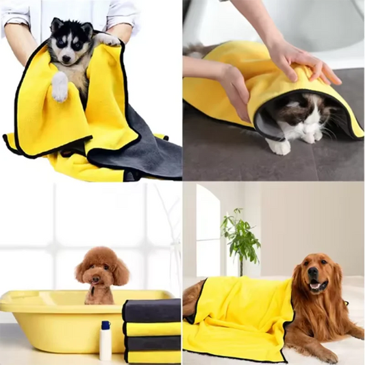 Pet Microfiber Bath Towel — Super Absorbent for Dogs & Cats
