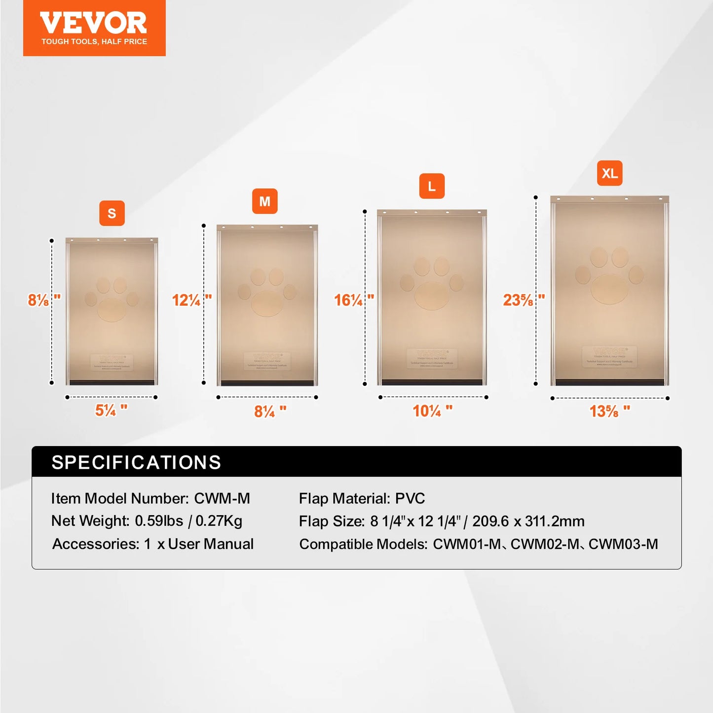 Pet Door Replacement Flap — Magnetic Strip, Weatherproof Thickened PVC