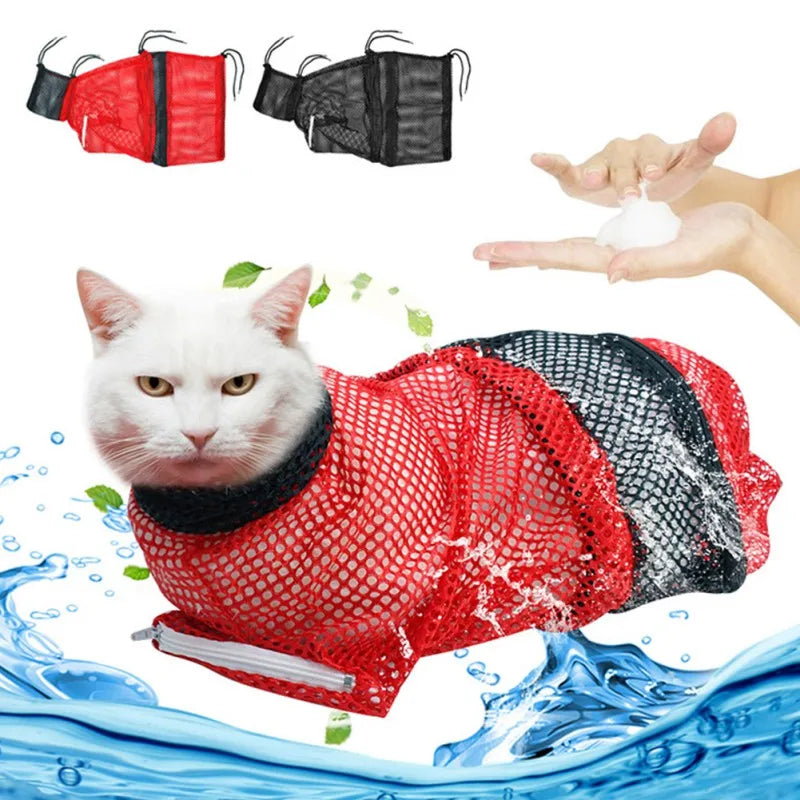 Cat Bathing & Grooming Shower Bag — Anti-Scratch, Adjustable Restraint