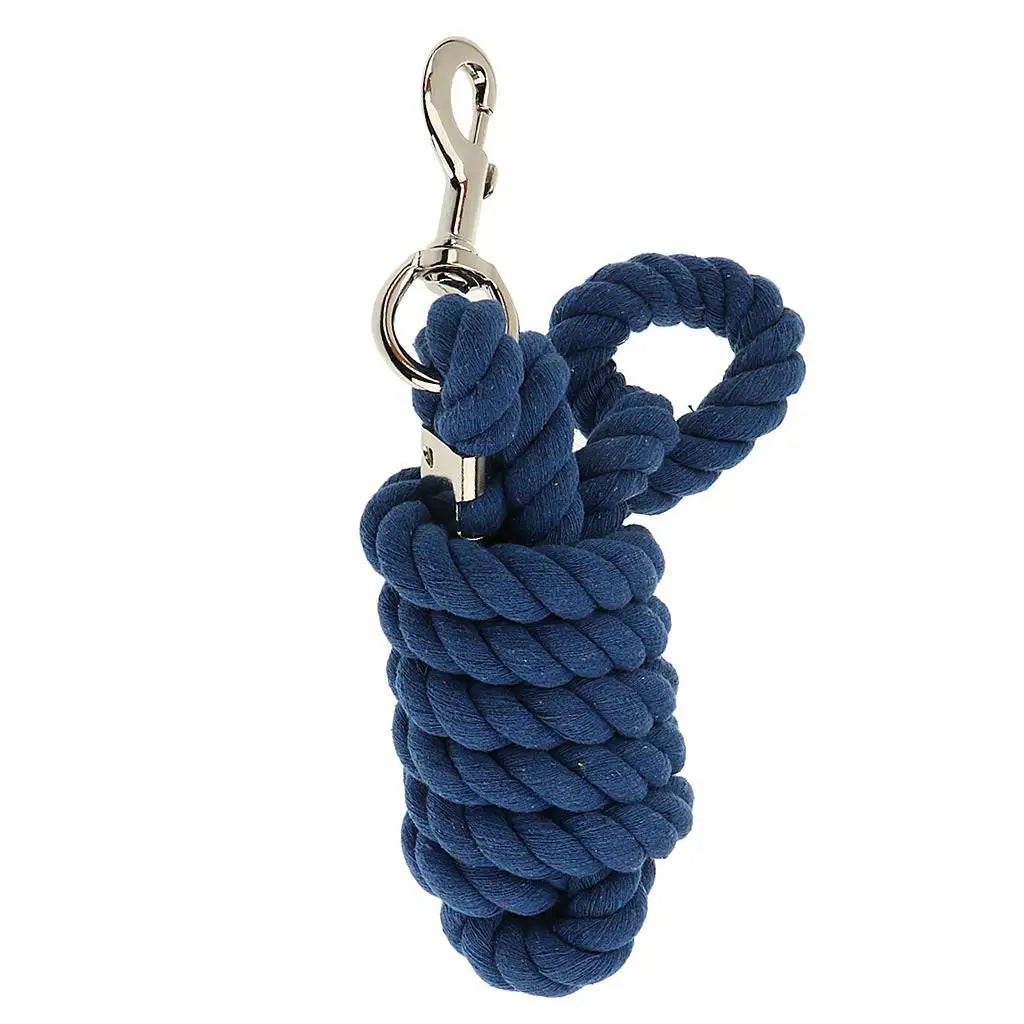 20mm Extra Thick Cotton Horse Lead Rope — Braided, 2.5m with Brass Snap