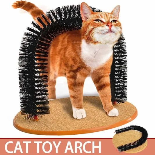 Cat Self-Grooming Arch Toy — Wooden Rubbing Brush for Cats