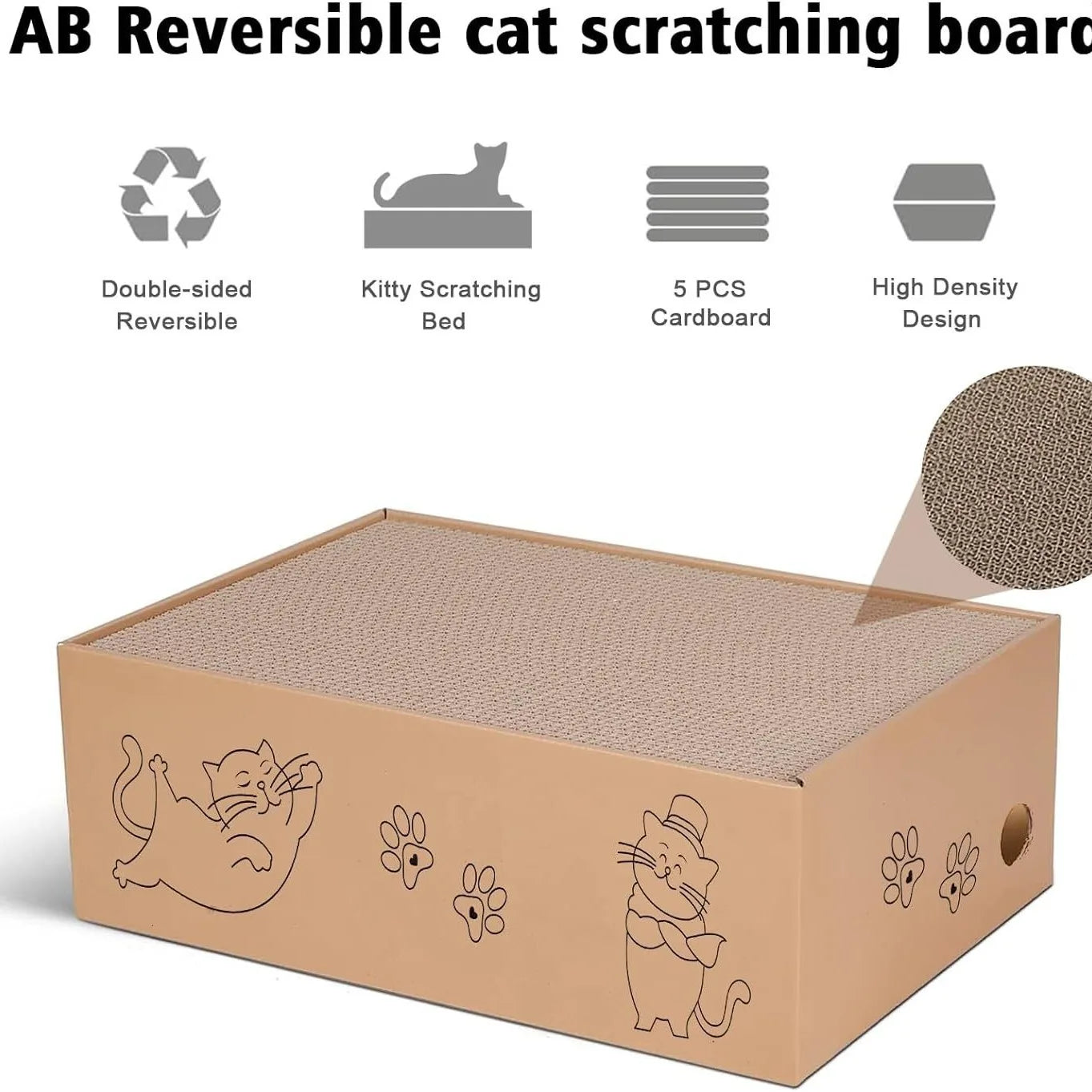 5-Pack Corrugated Cardboard Cat Scratch Boards — Double-Sided, Wear-Resistant Scratching Pads