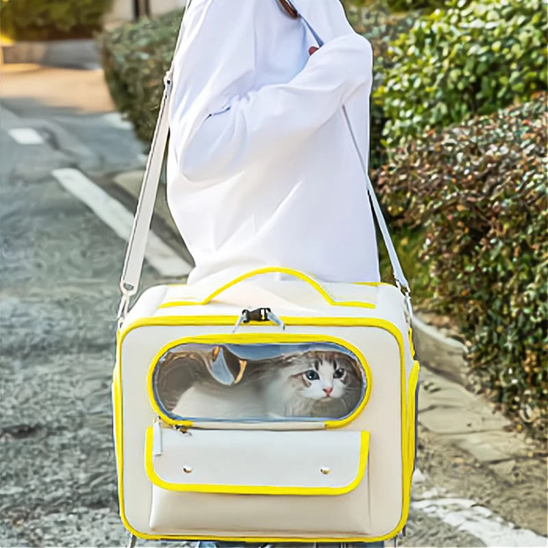 Large Canvas Cat Convertible Backpack & Crossbody, Holds Up to 33 lbs