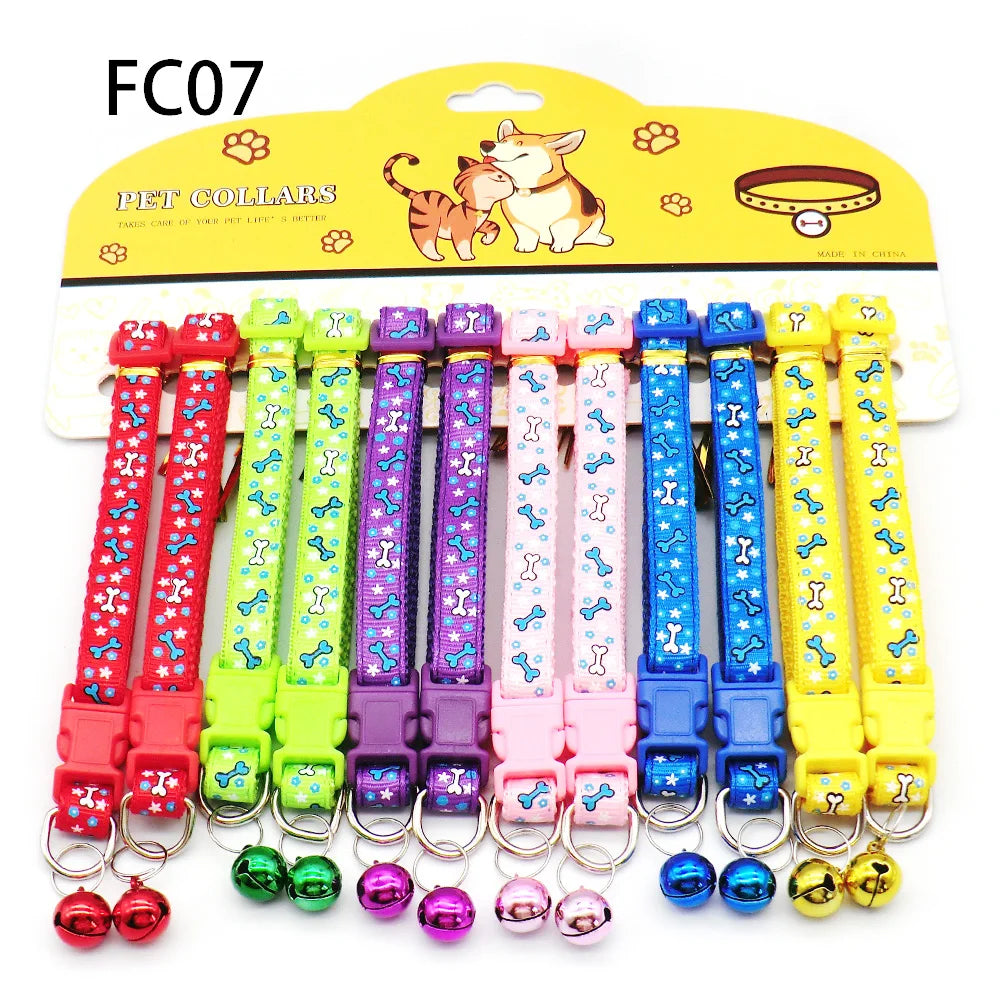 12-Pack Mix Color Dog & Cat Buckle Collars — Wholesale Anti-Lost Set