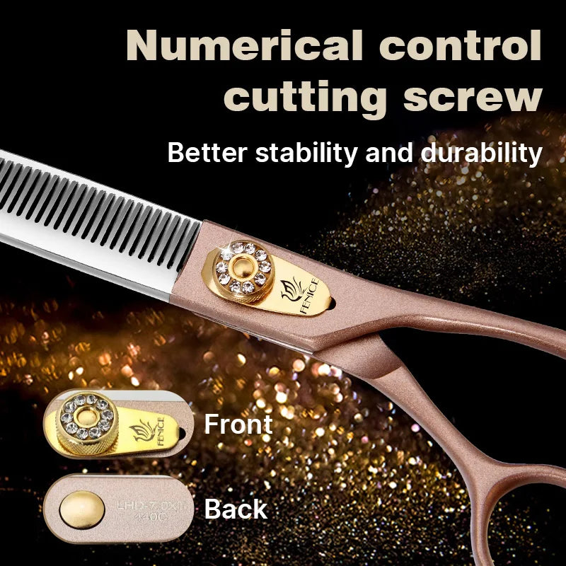 Fenice 7.5" Professional Pet Thinning Scissors — JP440C Steel, 35% Thinning Rate