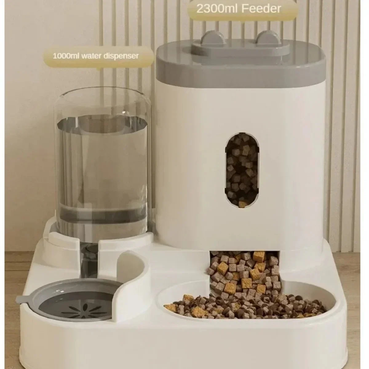 Gravity-Fed Automatic Pet Feeder & Water Fountain — Large Capacity, No Power Needed