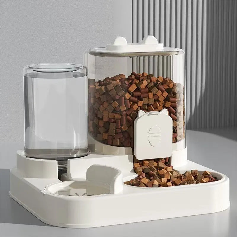 Gravity-Fed Automatic Pet Feeder & Water Fountain — Large Capacity, No Power Needed