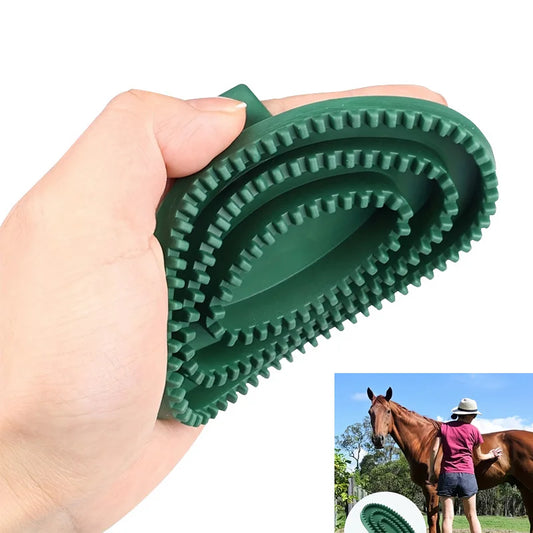 Rubber Massage & Cleaning Brush for Horses — Detangling & Bathing Tool