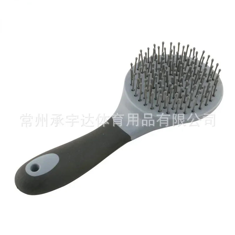 Horse Mane & Tail Brush — Round, Soft Rubber Grip, Needle Bristles