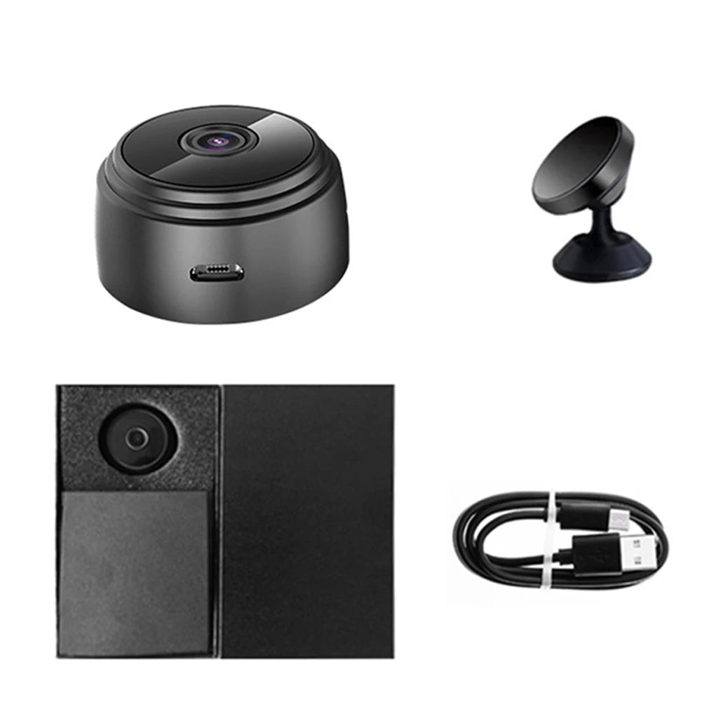 HD 1080p Wireless Mini Camera — Sound and vision, Rechargeable, indoor/outdoor Night Vision, Magnetic mount