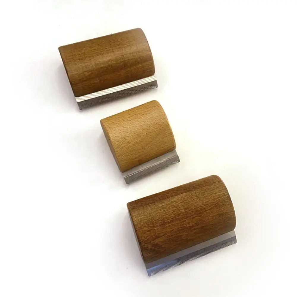 Wooden Handle Grooming Brush with Stainless Steel Teeth — S/M/L