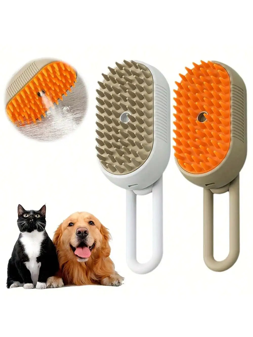4-in-1 Upgraded Pet Steam Brush — Anti-Static, Deep Clean, 360° Rotating Handle, No Rinse